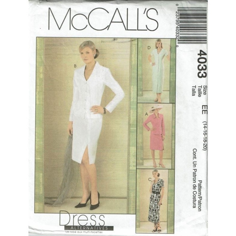 McCall's Sewing‎ Pattern 4033 Jacket Dress Skirt Misses Size 14-20